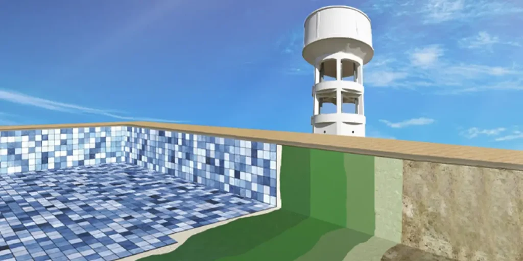 Piscina y depósito de agua